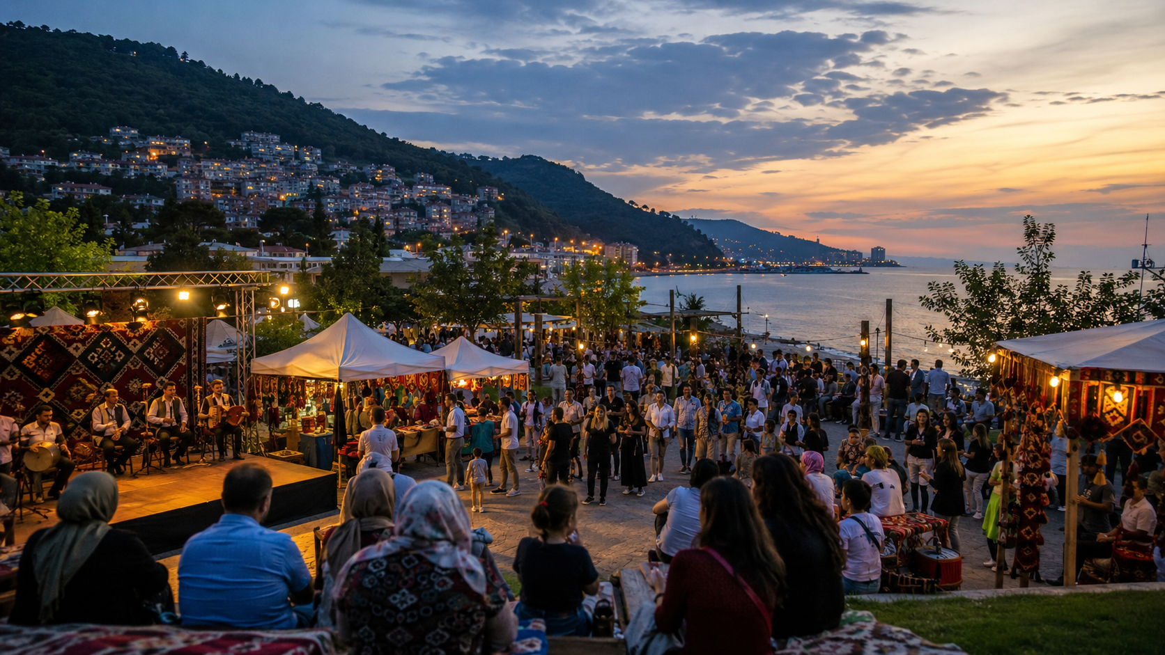Late-summer cultural festival beside Ordu's green Black Sea coast